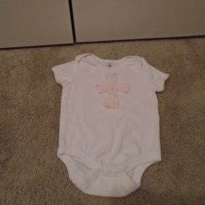 *EUC* white onsie w/pink cross EASTER!